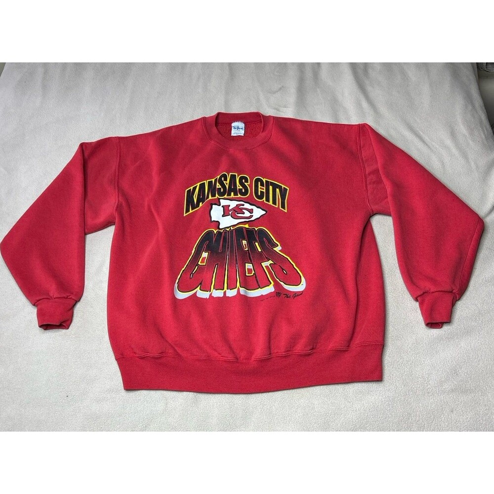 Vintage 90s The Game NFL Mens Kansas City Chiefs Crew Neck Size XL Red Sweater